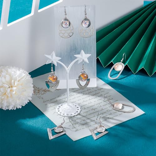 16 st Roestvrij stalen oorbel Omlijsting Trays Geometrie Draad haken Ovale Tear oorbellen met Cabochon Base met 20 st Glazen Cabochons voor oorbellen Ambachtelijke sieraden maken DIY Accessoire voor vrouwen