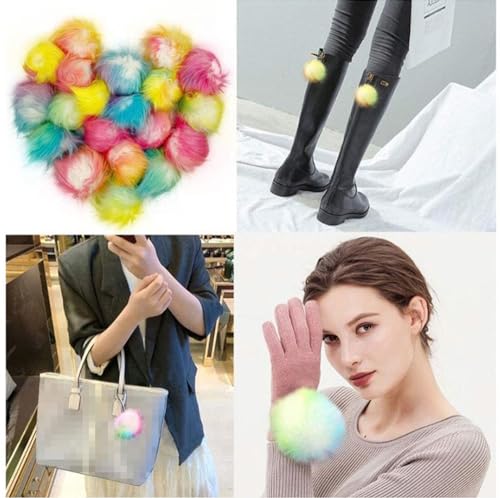 Verpakking van 6 12-15 cm Faux Fur Pompoms Faux Fur Pom for Crafts, Faux Fur Pompoms, Fluffy Pom for Crafts, DIY Creative Crafts, Hats, Handschoenen, Bag, Hangers, Decoratie 4