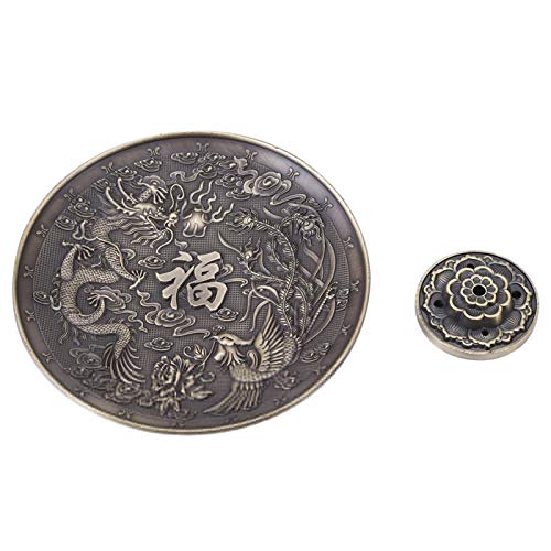 Chinese Incense Holder Zink Alloy Incense Stick Burner Houder Dragon Pattern Censer Plate voor Slaapkamer Temple Office(#01) 5