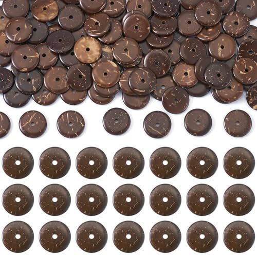 100 st. Platte ronde kokos kralen 12mm bruine kokosnoot Shell Kralen Rondelle Disc Spacers voor oorbellen armband ketting sieraden maken