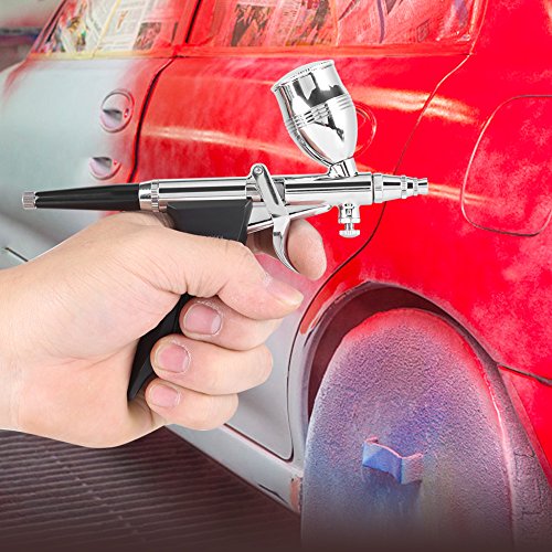 Airbrush set, airbrush pistool split design airbrush kit met adapter 0.3mm 0,5mm 0.8mm nozzle, geschikt voor kleurmodellen lederen kleding auto schilderen 5
