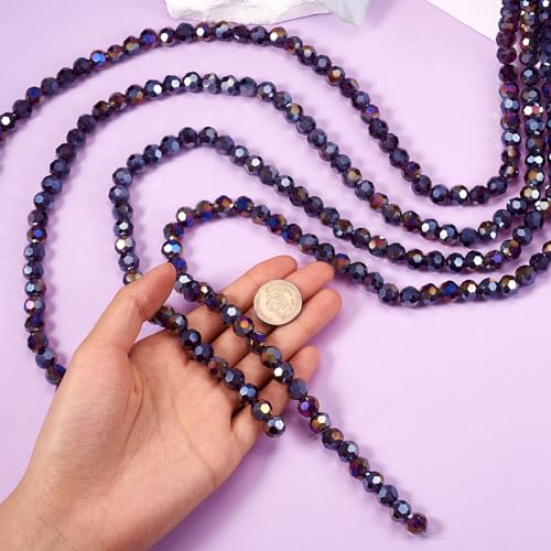 4 onderdelen Donker paars Facet glazen kralen 10mm Ronde Transparant kristal glazen kralen Spacer kralen dikke kralen Bulk voor DIY armband ketting sieraden maken 5