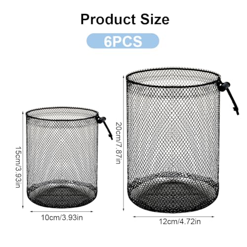 Verpakking van 6 Mesh Trekkoord Tassen Black Mesh Bag Nylon Bag Small Mesh Bag Drawstring Bag voor Tennis Reis Speelgoed Cosmetics, 6 stuks (10*15cm), minimalistisch