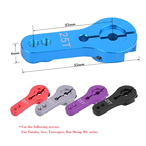 Servo Horn, 25mm 25T Tanden Half aluminium Servo Horn Arm voor Futaba/Ace RC accessoire (zwart) 4
