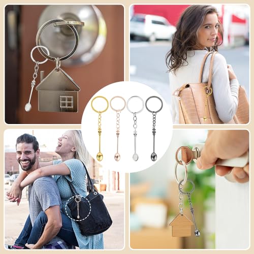 8 stuks Mini Kroon Lepel Sleutelhanger Mini Geneeskunde Lepels Sleutelhanger Ket Kit Kroon Theelepel Charm Leuke Rugzak Hanger Legering Sleutelhanger voor Festival Suiker Thee Kruiden Kerst 3