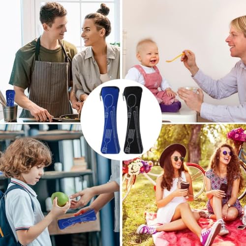 Cutlery Bag, 2-Piece Travel Cutlery Pouch, Lege Pouch voor Camping, Werk, School, Picknick (23,5 x 6 cm) 5