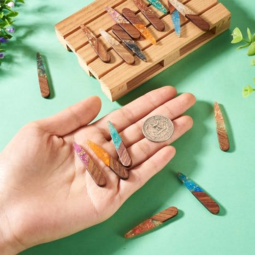 Hars Houten Charms Hangers Geometrie Charms Vintage Hars Houten Pieces Verklaring voor Boheemse Dangle oorbellen ketting sieraden maken 5