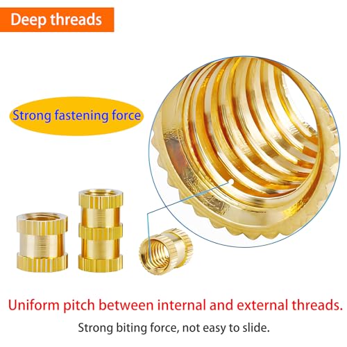 Verpakking van 20 draad inserts, M4 x 8 x 6mm Insert Nuts, 3D Printing Brass Threaded Bushings voor 3D Printing Components en Plastic Onderdelen 4