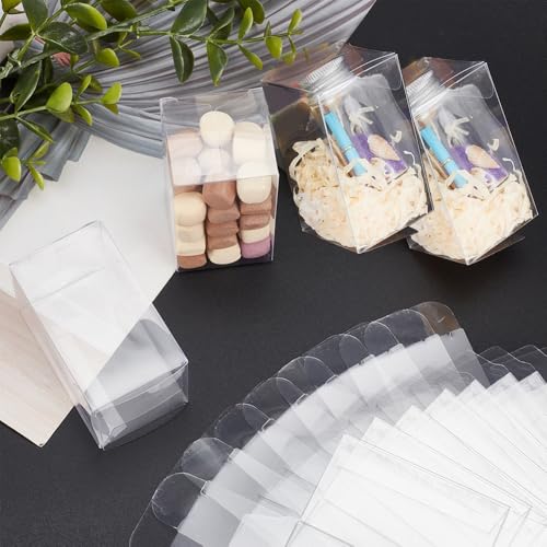 30 st Transparante kunststof PVC doos, 3.8x3.8x6.5cm Clear Cube Cadeauverpakking Dozen Trouwfeest Favor Boxen voor snoep koekjes Cake Chocolade Cadeau en mallen 4