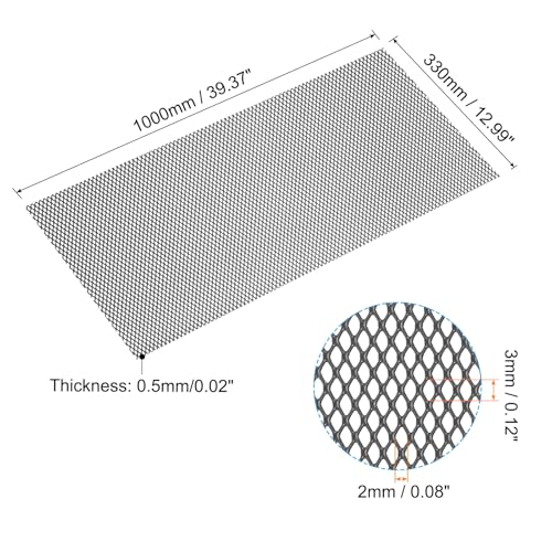 Universal Car Grille 2 x 3 mm (L x B) Diamond Bore, Perforated Expanded Aluminium Can ter bescherming van ventilatie, filtratie, ventilatie en droger, zwart
