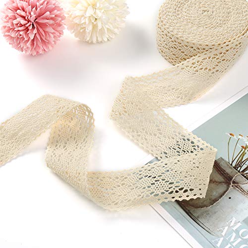 Lace Ribbon 10m Vintage Lace Edge Ca. 4,5cm voor Naaien Trouwtafel Decoratie Ambachten Cadeau Lint Kraft Papier (Beige) 3