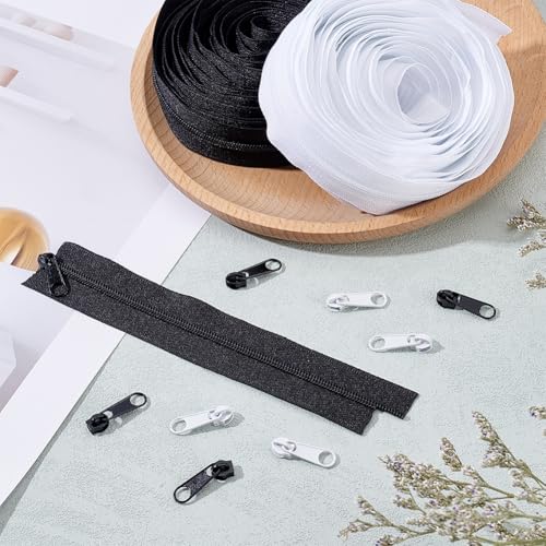 10M Nylon Coil Scheiden Zipper Kit, 2 Kleuren DIY Ritser met 20 Legering Sliders voor kledingtassen Naaimachines 4