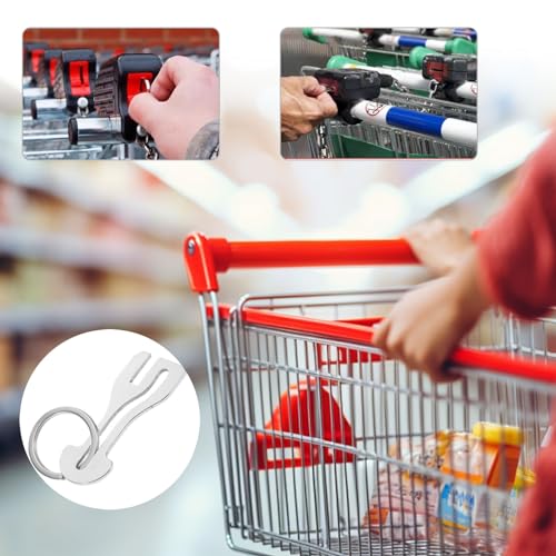 Verpakking van 4 Roestvrij Staal Winkelen Winkelwagen Coin Metal Shopping Winkelwagen Coin Key Chain Removable voor Alle Winkelwagen 5