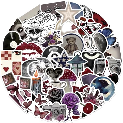 Dark Goth Stickers voor tieners en volwassenen, 50 stuks, Dark Goth Vinyl Sticker Set, Auto, Motorfiets, Fiets, Skateboard, Snowboard, Bagage, Laptop koffer, Helm, Motorfiets, Computer