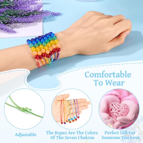 7Stuks Imitatie 7 Chakra Armbanden voor Vrouwen Genezing Maleisië Jade kralen Bangle Verstelbare natuurlijke edelsteen sieraden voor geschenken Moederdag Valentijn, 7.1-11,8 inch lang, Maleisië, Maleisië 5