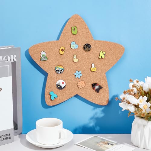 Pin Display Cork Board, Star Cork Brooch Board 1.2cm Dikke Pin Board Houten Bulletin Display Board Wall Mounted Cork Board voor Brooch Pin Storage Office Home Decor, 30x29cm 5