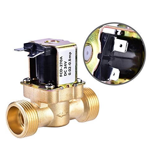 Water Solenoïde Valve, 3/4" DC 24V NC Normaal gesproken gesloten messing Elektrische magnetische inlaat Solenoïde Valve Drukregulerende Stabiele stroomventiel voor Waterlevering Tuin Spray Besproeiing 2.4×2.8inch 5