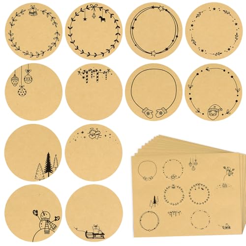 120 stuks Kerstverzegeling Sticker 4cm Ronde Zelfklevende Gift Label Xmas Kraft Sticky Sticker Envelop Seal Stickers voor Cadeaus Ambachten Decor