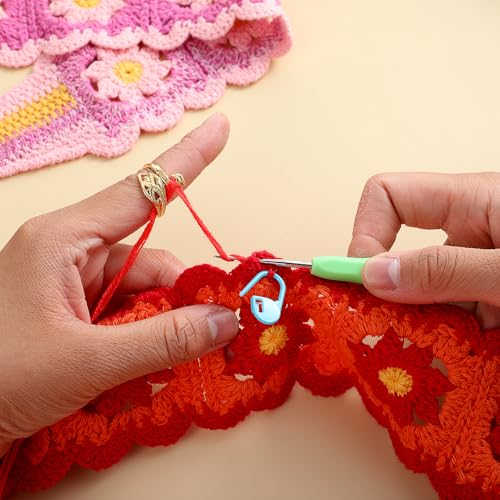 28 st Gehaakte ringen set, 20 steken Markers, Breien, Hoking, 8 breien accessoires, Gehaakte ringen, Vinger verstelbare haak spanning Ring, Open garen gids, Vingerhaak Ring, Accessoires