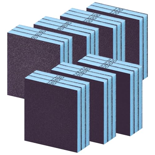 Verpakking van 20 schuurspons, 60/80/100/120/180/220/240/320, wasbare en herbruikbare schuurpads voor houtbewerking, gipsplaten en metaalpoetsen