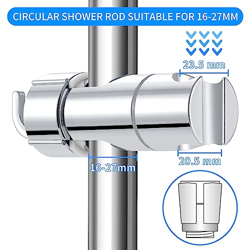 Universele handdouchehouder, 16-27mm, verstelbare douchehouder, badkamer douchehouder, ABS Chrome Douchehouders, 360° Draaibaar