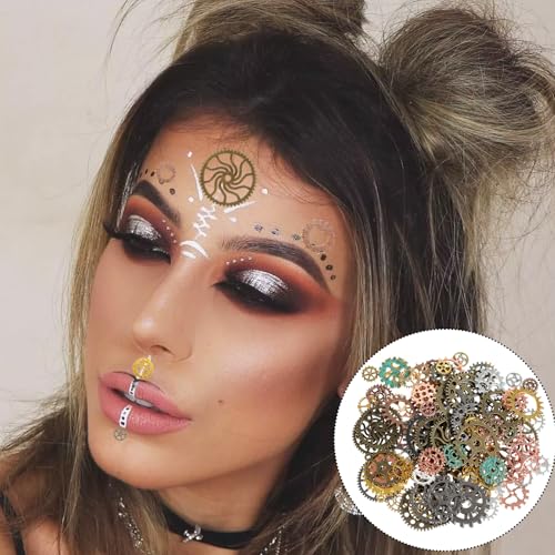 70 stuks Steampunk Gear Decoratie Sprocket met Sprocket Steampunk Decoratie Metaal Tanden Diverse kleuren Steampunk Gear Charms Decoratie DIY Antieke Steampunk, Zink, Geen Gemstone