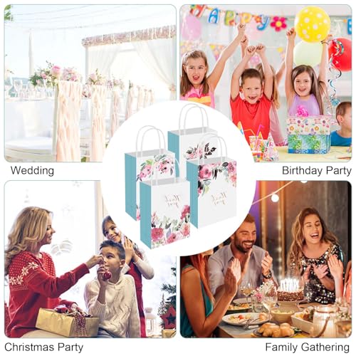 Verpakking van 12 kleine papieren cadeautassen, 16 x 8 x 21 cm, feestcadeautassen met draaibare handgreep, 4 Kraft papieren draagtassen, Winkel bruiloften, Verjaardag, Kerstmis 3