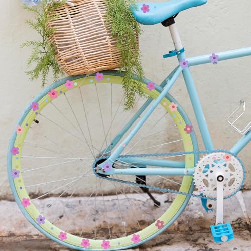 4 Vellen Flower Stickers Fiets, Flower Car Stickers, Flower Car Stickers, Motorfiets Stickers, Koffer Stickers voor keuken, Badkamer, Auto, Koffer, Laptop, Stickers voor fietsen, Scooters 5