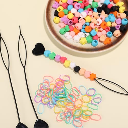 160 stuks Siliconen haar kralen voor meisjes, zacht gekleurde regenboog rubber Bands kralen voor het vlechten van haar accessoires set met 4 vormen 3
