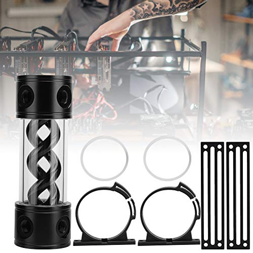 YSX-TBDB170 6 Gaten Computer Waterkoeling Tank, G1/4 Thread Cilinder PC Cooler Water Tank - Zwart