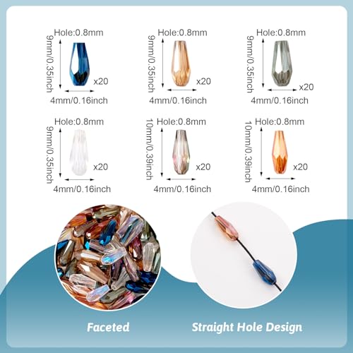 120 st. Teardrop glazen kralen - 6 kleuren Galvaniseren Facet verticaal gat - 0,8mm voor doe-het-zelf Sieraden maken 3