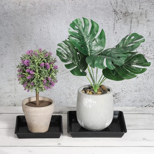 Plant Saucers 17.5cm, 10st Vierkante Plastic Bloem Pot, Dikkere Planten, Drip Trays voor Binnen, Buiten, Tuin, Potted Zwart 5
