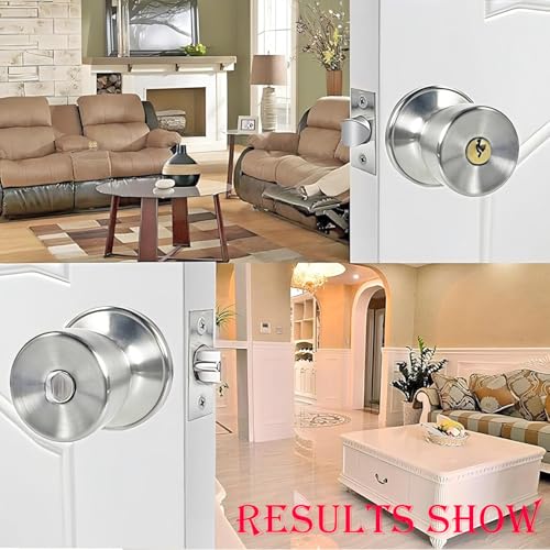 1 Stuk deur handvat roestvrij staal met slot en sleutel, ronde knoop, slot, deur slot voor slaapkamer, kantoor 5