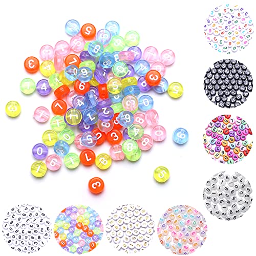 800 st Aantal Kralen voor Slingermix 0-9 Rond 7mm Rond Kleurrijke Aantal Kralen voor DIY Sieraden DIY Projecten (4x7 Mix) 4