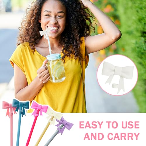 6 stuks striklinhoezen dop 10 mm siliconen toppers herbruikbare stofdichte boogvorm strodeksels leuke lekvrije pipethoes voor tweelaars camping toeristische accessoires (6 kleuren) 5