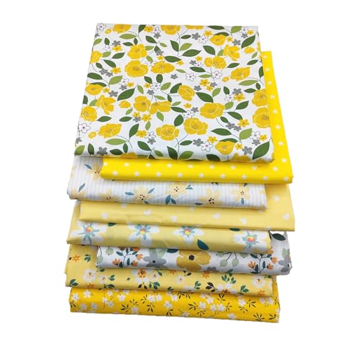 8st Patchwork Stof Bloempatroon 50x50cm Gedrukt Katoen Small Scrap Stof voor DIY Crafts Geel