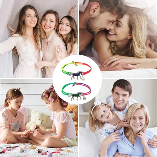 2Pcs Paard Armband, Mood armband voor meisjes met paarden hanger, Rainbow Colors, Kids Armband voor jongens en meisjes, 16 4