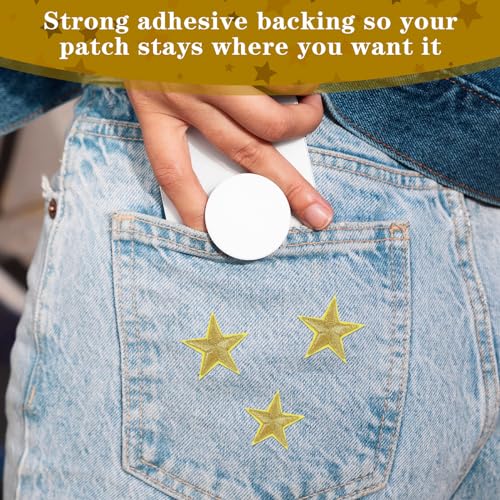 Verpakking van 30 Gold Star Patches Iron On 2,5 cm Star Patches voor Naaien, Geborduurde Appliques voor Strijken op, Decoraties voor kleding, Jassen, Hoeden, Rugzakken, Jeans 4