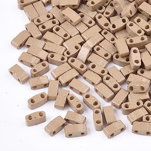 200st 2 Hole Half Tila Kralen Rechthoekige Glas Zaad Kralen Mini Japanse Glazen Kralen voor DIY Multi-Strand armband ketting sieraden maken, Burlywood
