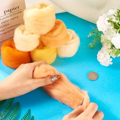 Wol Wanderen garen voor naald Villen Oranje Zachte Vezel Wol Supplies voor doe-het-zelver Hand Spinning Weven Beginners Volwassenen Handgemaakte Poppen Villen Dier Thanksgiving Herfst 35 5