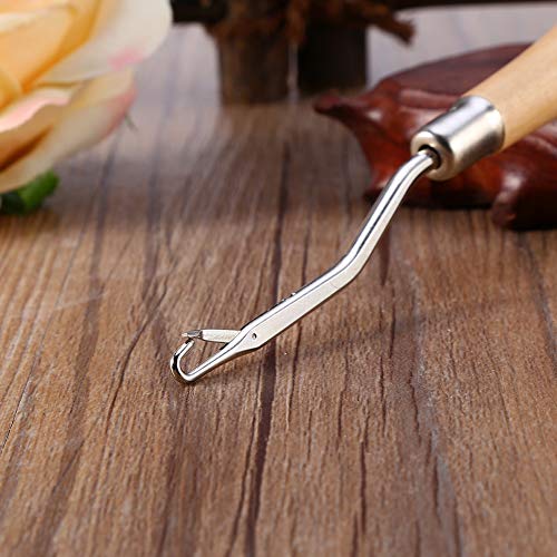Houten handvat Latch Haak gereedschap voor het maken van tapijt 15,8cm haak haak haak trekker met metalen shank, Ergonomisch handwerk gereedschap voor Canvas Mats, Chunky breien Reparatie 3