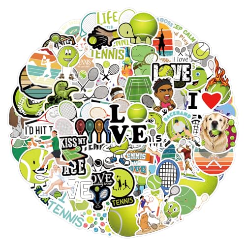 Tennis Sticker Set, 100 stuks, Waterdichte Vinyl Stickers voor auto, Motorfiets, Fiets, Skateboard, Snowboard, Bagage, Laptop, Koffer, Helm, Motorfiets, Computer