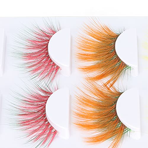 Gekleurde wimpers, Slim Dikke Kleurrijke Valse wimpers voor Show voor Halloween Cosplay 5