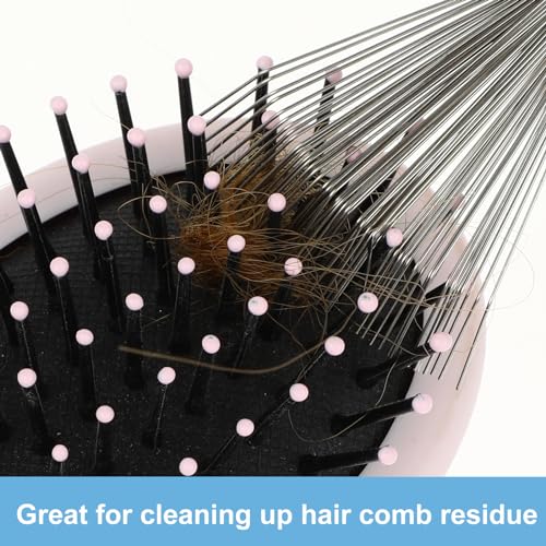 Haarborstel Cleaner Tool, Comb Reiniging borstelhark Ontwerp borstel Cleaner Houten handvat Haar Verwijderaar Mini Haarhulpmiddel voor het verwijderen van haar stof vuil Fluff Home Salon 4