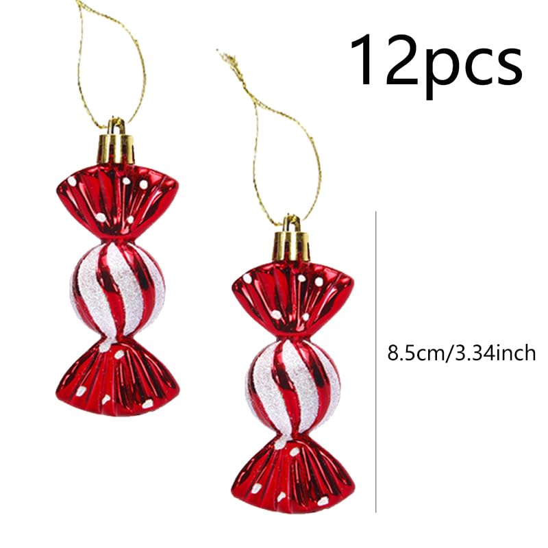12 stuks kerst snoep ornament set hangen Candy Cane Ornaments Kerstboom Ornamenten voor Kerstfeest Decoraties (rood-typeB)