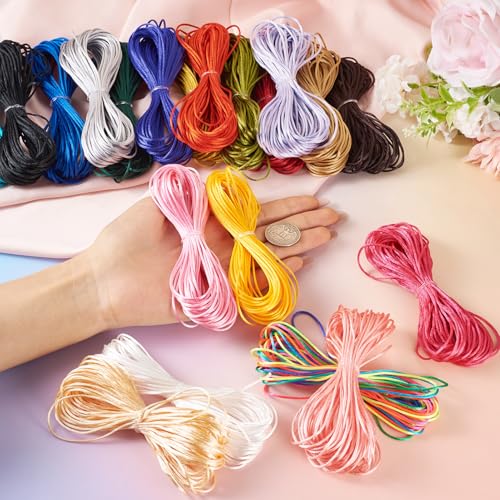 20 bundels 1,5mm polyester draad set 20 kleuren Chinese knoop koorden sieraden ambachtelijke koorden kralen koorden gevlochten koorden voor DIY ambachten levert armband ketting 5