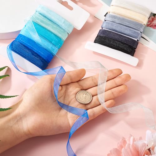 30 Yard Polyester Lint 6 Kleuren Sheer Organza Cadeauverpakking Ribbon Chiffon Lint voor DIY Crafts Boeket Bows Trouwfeest Home Decoraties, 3/8 Inch 4