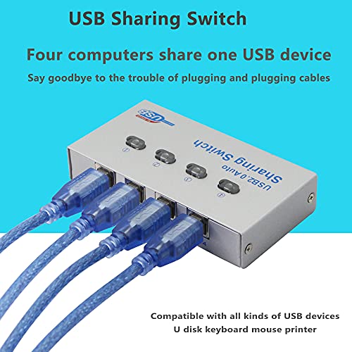 Printer Splitter, USB-printer delen Switch4 poorten,4 pc's delen 1 USB-apparaat, High Speed Switcher Printer Scanner Extern (1 tot 4) 3