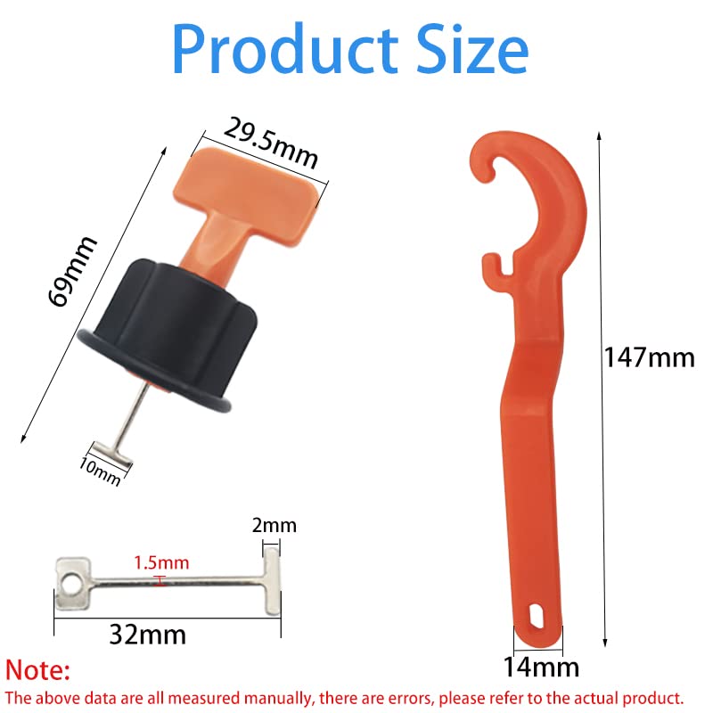 20 stuks Herbruikbare tegelniveaus, tegelinstallatie gereedschap voor de bouw van vloeren, met 2 stuks speciale toetsen en 20 stuks stalen naald