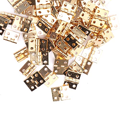 100 Pack Miniatuur Poppenhuis Scharnieren, 8 x 10mm Scharnieren voor kleine Hardware DIY Sieraden Box 3